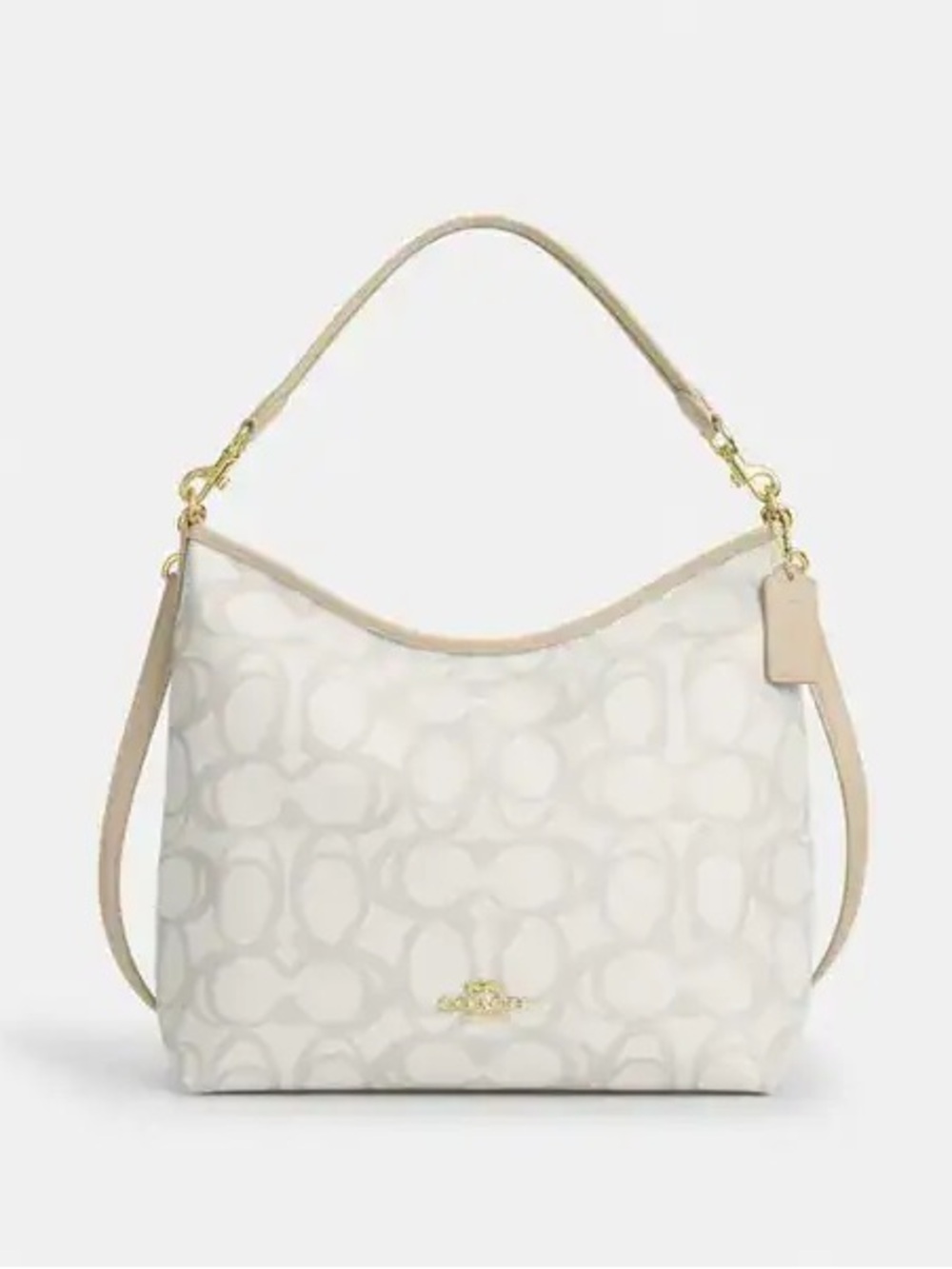 COACH Cream & Light Taupe Signature Shoulder Bag